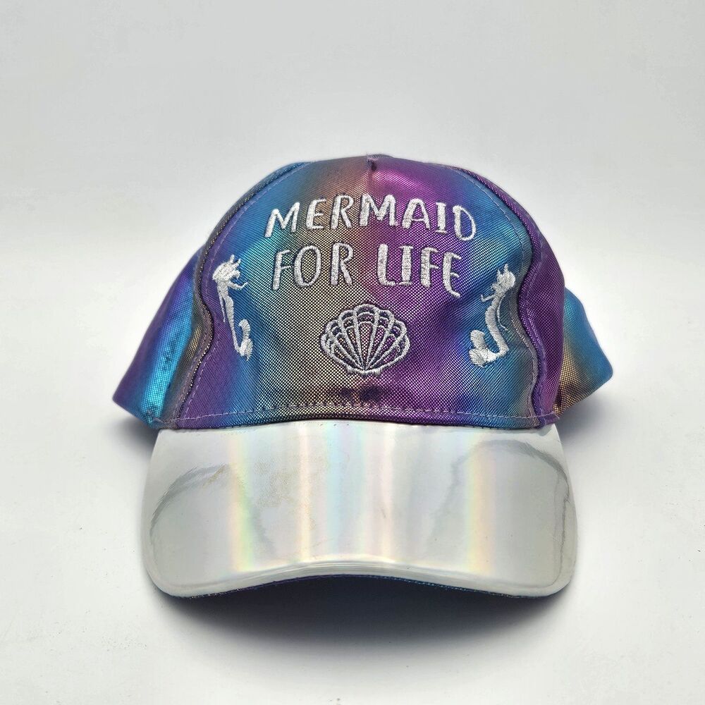 Mermaid For Life Holographic Mermaidcore Girls Hat Purple Blue Cap
